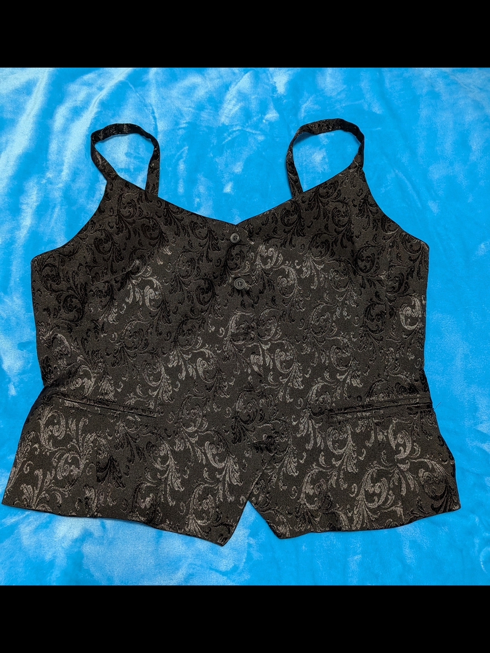 🖤✨ Midnight Elegance: Black Brocade Statement Vest